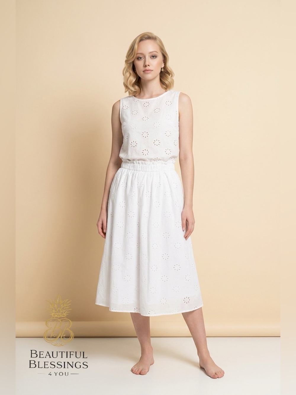 NWOT Universal Thread White Eyelet Maxi Skirt with Pockets Medium 100% Cotton